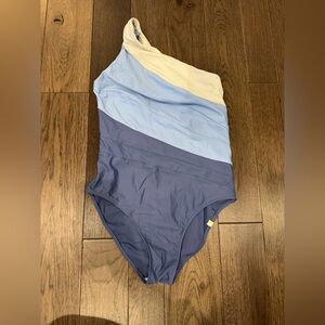 Summersalt Blue and Cream One Shoulder Swimsuit